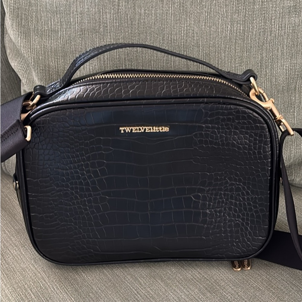 TwelveLittle Black Croc-Embossed Crossbody Bag Like New